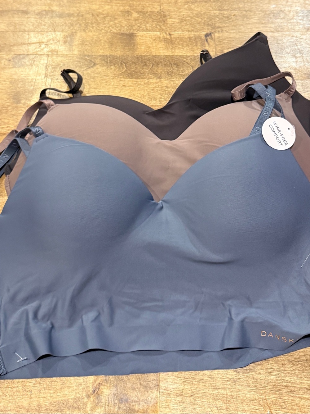 Danskin Intimates Women's Seamless Bralettes - Blue, Taupe, charcoal size 34C